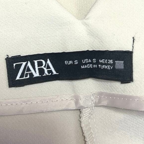 Zara Women's Off White High Waisted Pleated Straight Trouser Dress Pants Size S - Picture 5 of 6